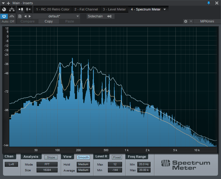 Sad Piano – Spectrum Spectrum Analysis of Sad Piano RC-20 Plugin on Jazz Piano Chords