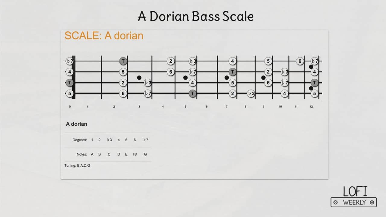 A Dorian Bass Scale – LoFi Hip Hop Basslines A Dorian Bass Scale - LoFi Hip Hop Basslines