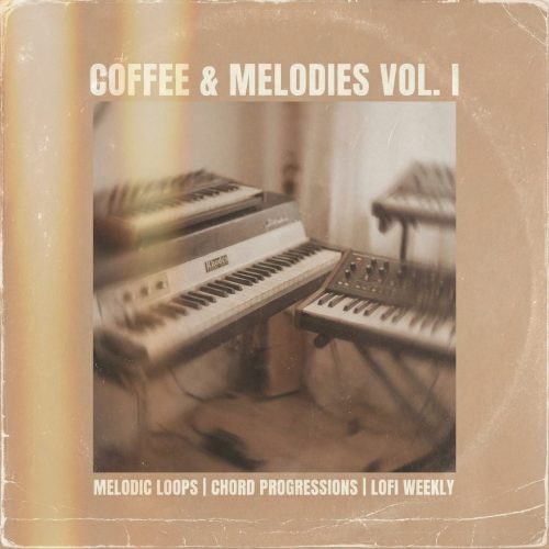 Vinyl-style cover for Coffee & Melodies Vol. 1 lo-fi melody loops and chord progressions