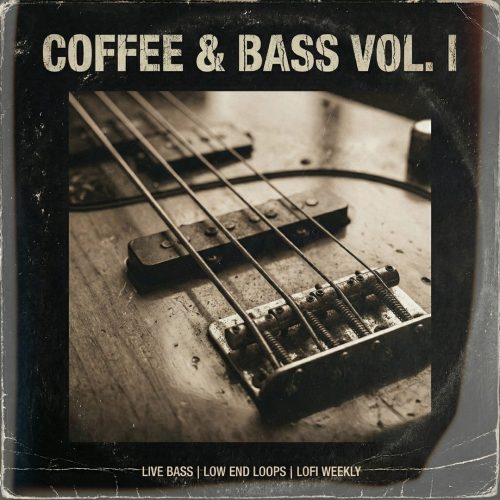 Vinyl-style cover for Coffee & Bass Vol. 1 lo-fi bass sample pack