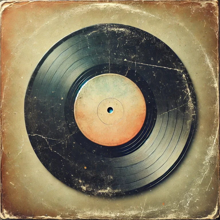 Vintage vinyl record with distressed edges