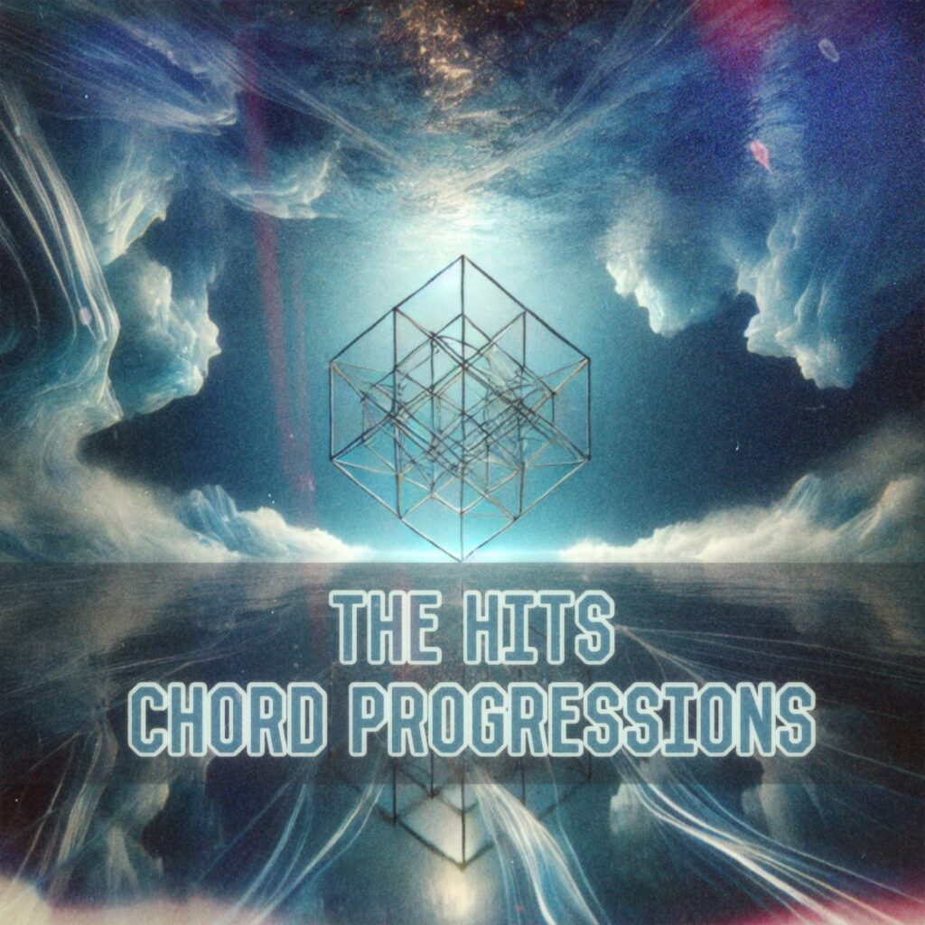 Abstract cloudscape with geometric structure, text overlay.