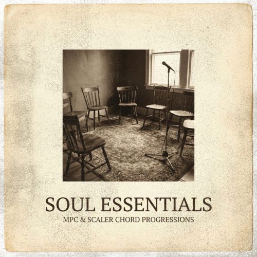 Soul Essentials album cover with empty chairs and mic.