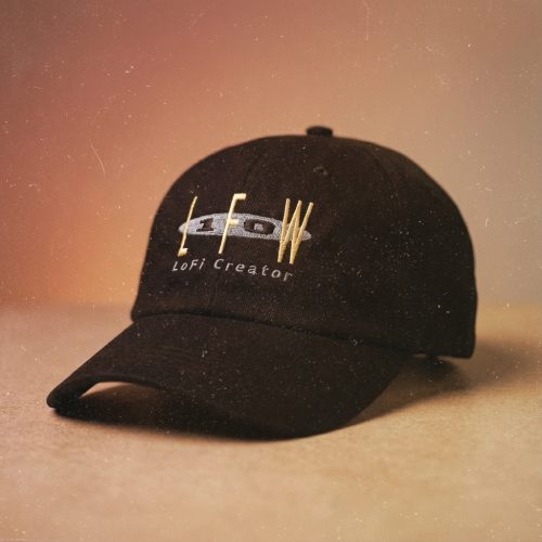 Black cap with 'Lofi Creator' embroidery.