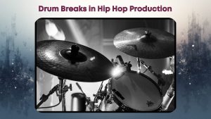 Drum kit with microphones in studio setting.