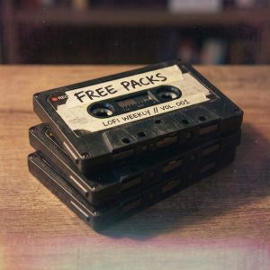 Stack of vintage cassette tapes labeled 'FREE PACKS'.