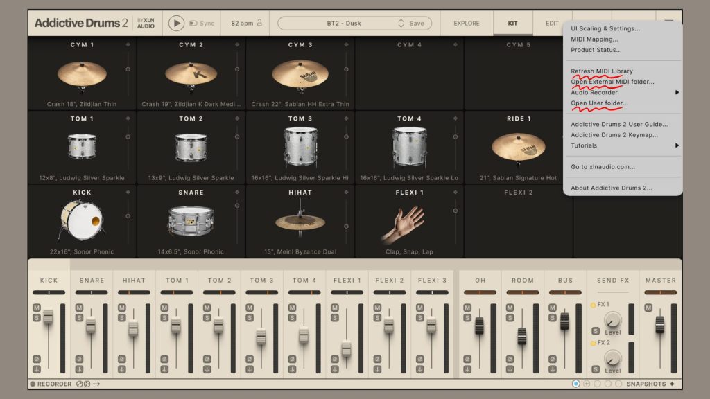 how to install addictive drums 2 presets,addictive drums 2 custom presets,addictive drums 2 user folder,addictive drums 2 external midi folder,how to add midi to addictive drums 2,install external midi ad2,addictive drums 2 hip hop presets